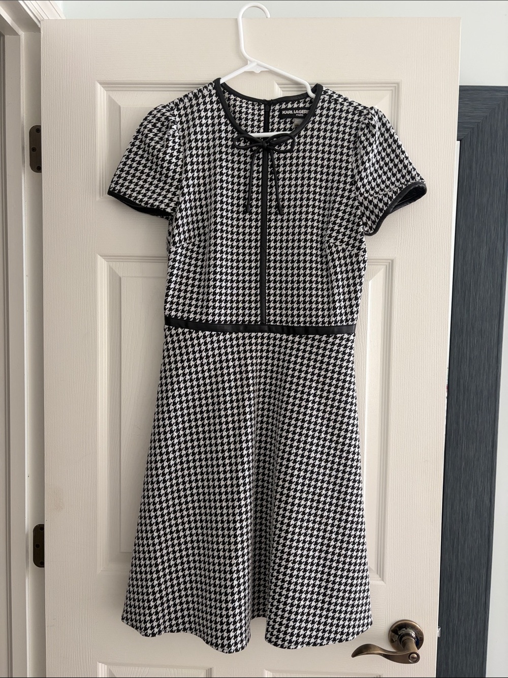 Karl Lagerfeld Black & White Houndstooth Fit-and-Flare Dress